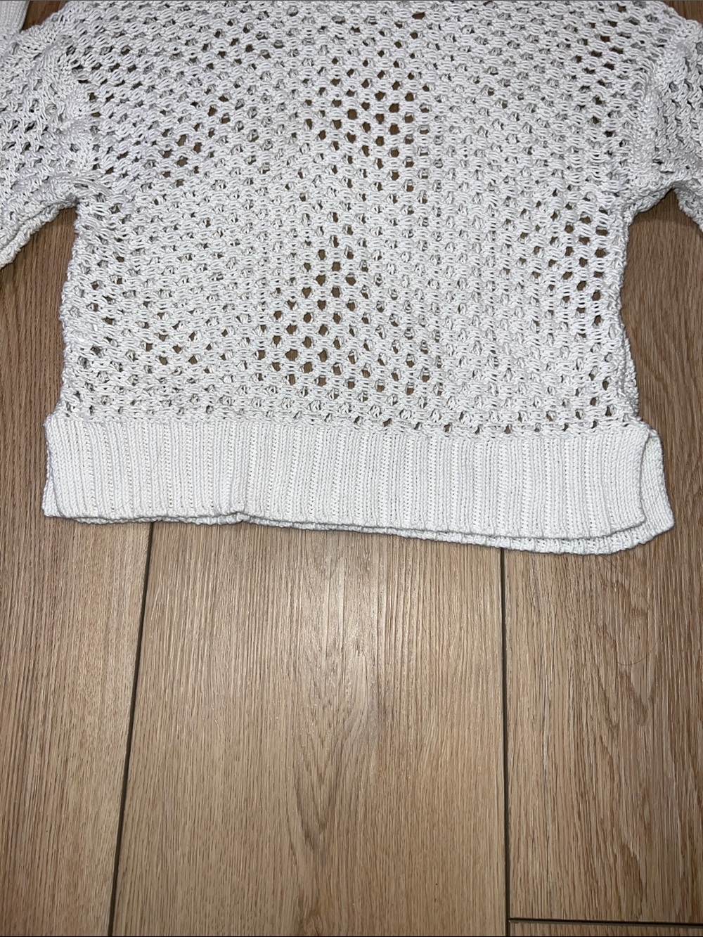 Bluenotes Open-Knit Crochet Ivory Crewneck Sweater - Picture 10 of 15